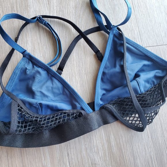 Urban Outfitters Out From Under Blue and Black Triangle Strappy Mesh bralette - Picture 3 of 9